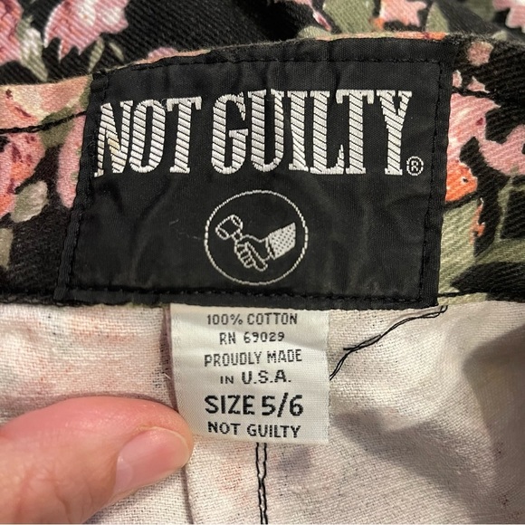 Vtg 90s Y2K Not Guilty Women’s 5/6 Black Floral Denim Maxi Skirt USA Whimsigoth - Picture 5 of 10
